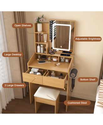 Durable Premium High Gloss Mirrored Nightstand with 2 Drawers Modern Bedroom End Table