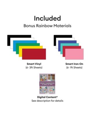 Joy 2 Rainbow Essential Bundle - Compact Smart Cutting Machine with Smart Vinyl, Smart Iron On, Cardstock, Insert Cards and Printable Vinyl