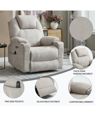 Power Lift Recliner Chair with 8-Point Massage & Heating 350 lbs Capacity USB/Type-C Ports and Cup Holders