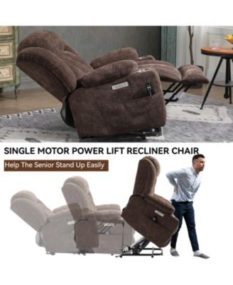 Recliner Chair with 8-Point Vibration Massage and Lumbar Heating, USB and Type-C Ports, Stainless Steel Cup Holders