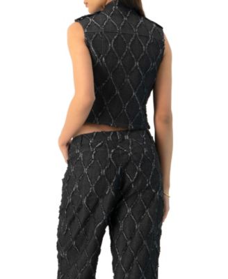 Women's Distressed Denim Vest