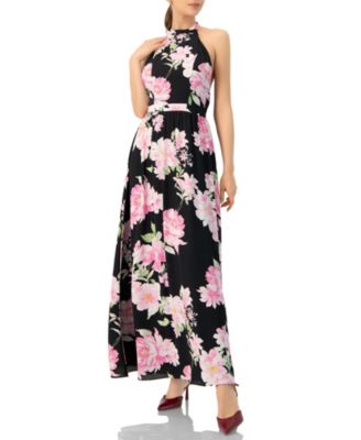 Women's Floral Halter Neck Backless Maxi Dress