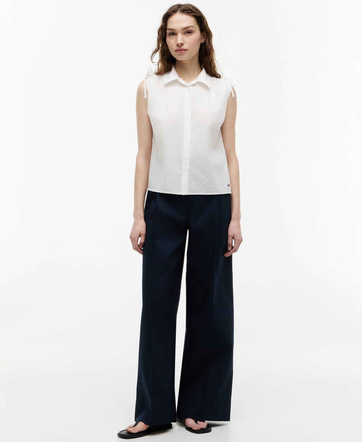 Women's Clip-Dot Tie Detail Top