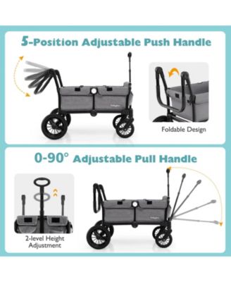 Wagon Stroller for 2 Kids Push Pull Double Stroller w/ Adjustable Handle
