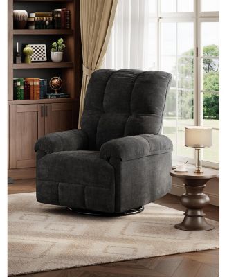 Oversized Swivel Rocker Recliner - Chenille Upholstered, 350lb Capacity, Infinite Recline for Living Room