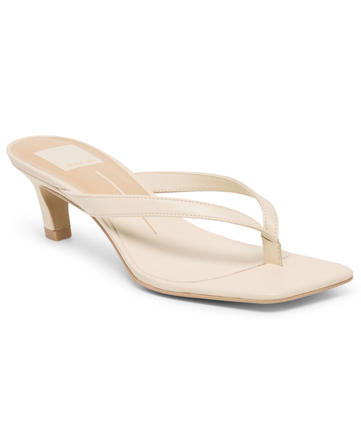 Женские сандалии Dolce Vita Ramia Kitten Heel Thong Dress Sandals, цвет: Костяной кожаный — фото 1