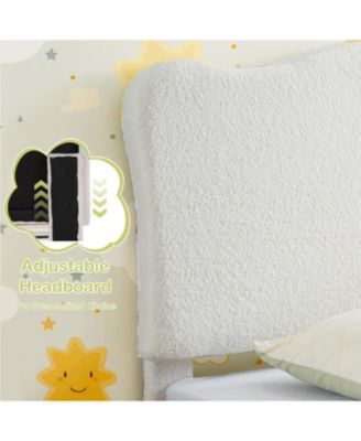 Boucle Upholstered Platform Bed Frame Adjustable Headboard Teddy Fleece No Box Spring Needed