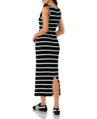 Women's Sleeveless Striped Knit Long Dress