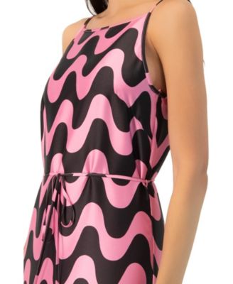 Women's Sleeveless Wave Print Maxi Dress