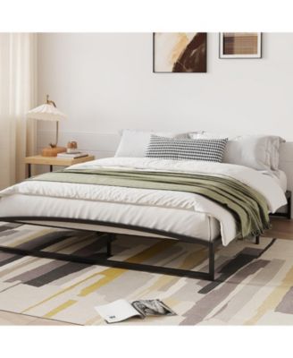 10in High Metal Platform Bed Frame Sturdy Steel Slat Support