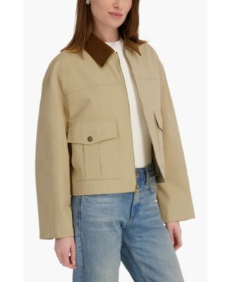 Women's Cotton Barn Jacket with Textured Collar