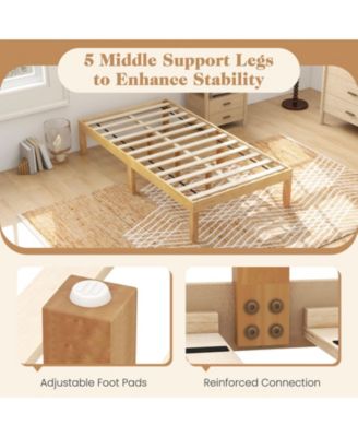 14 in Twin Wood Platform Bed Frame with Wooden Slats