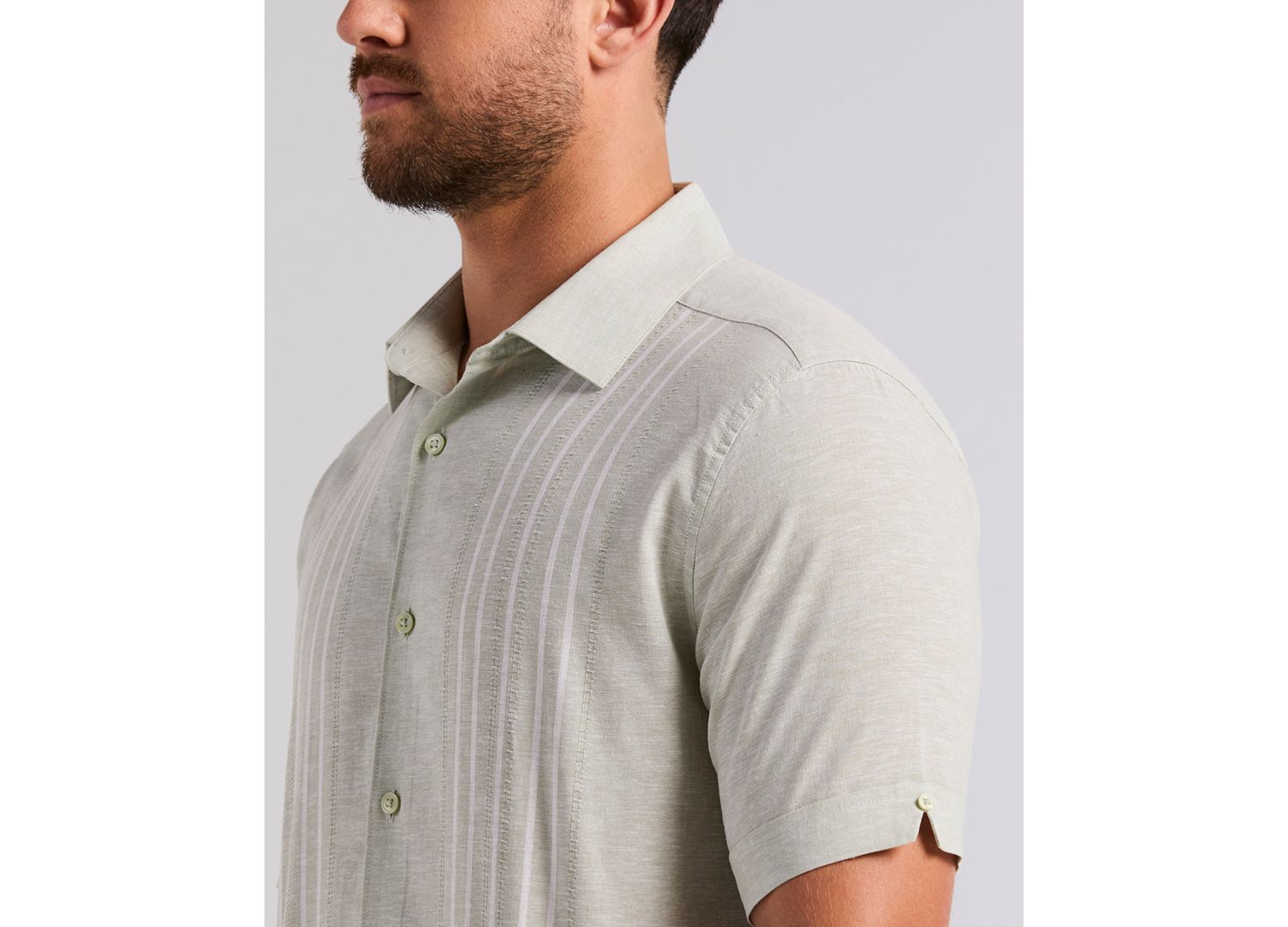 Men's Linen Blend Dobby Panel Shirt