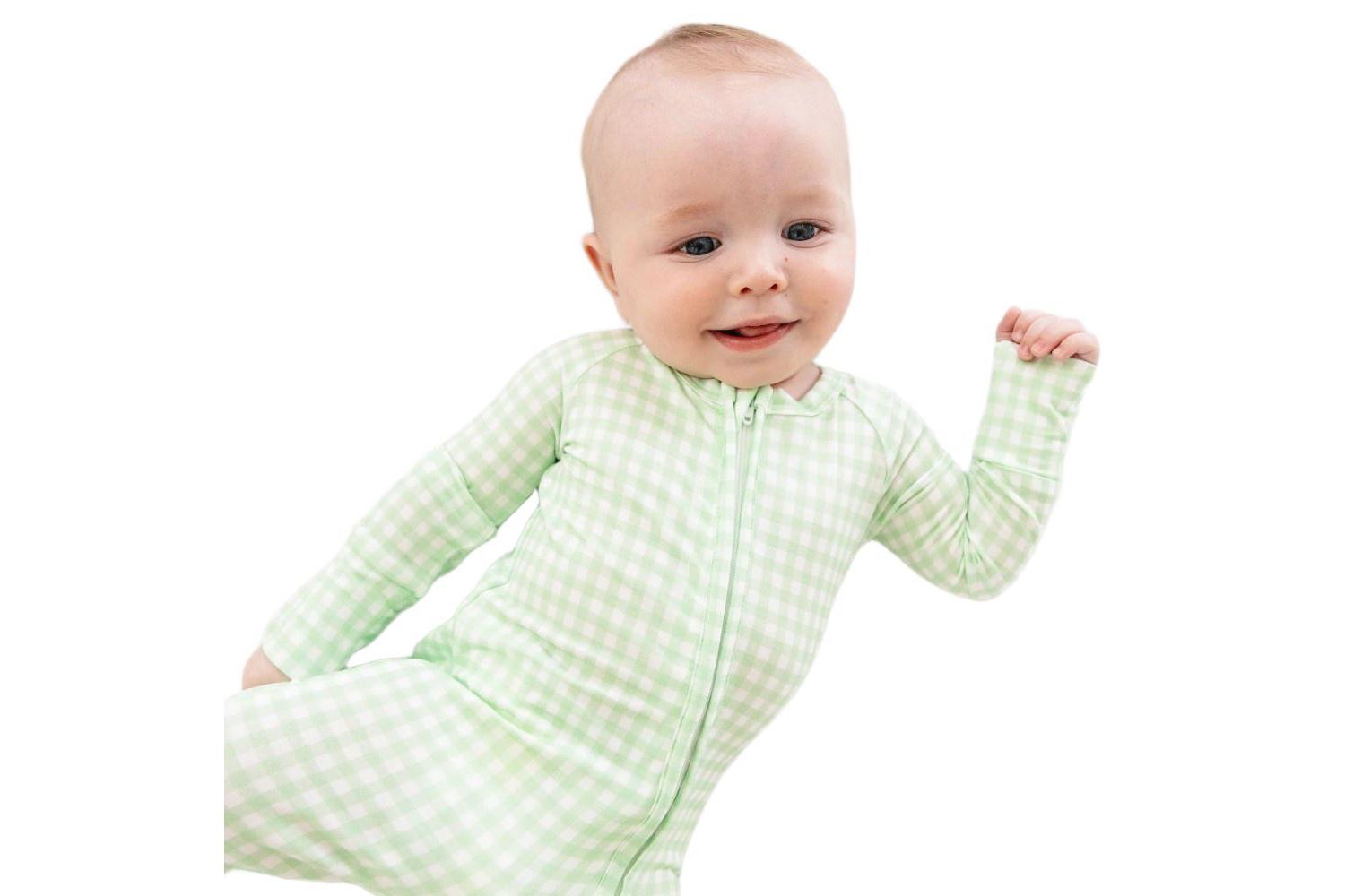 Baby Boy's Pistachio Gingham Bamboo Sleeper