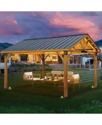 14' x 12' Hard-Top Gazebo, Wooden Gazebo on Clearance, Outdoor Pergola