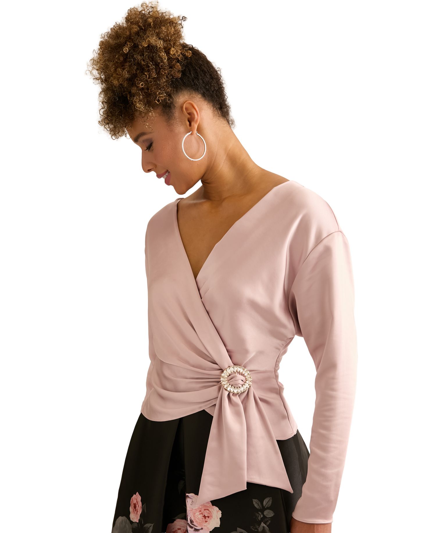 Plus Size V-Neck Wrap Blouse
