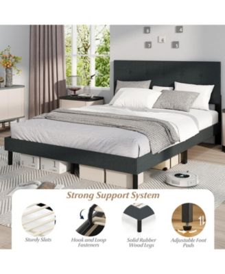 Upholstered Platform Bed Frame with Linen Fabric