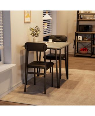Modern 3-Piece Dining Table Set for 2, Square Table and Upholstered Chairs for Apartment, Kitchen, Office