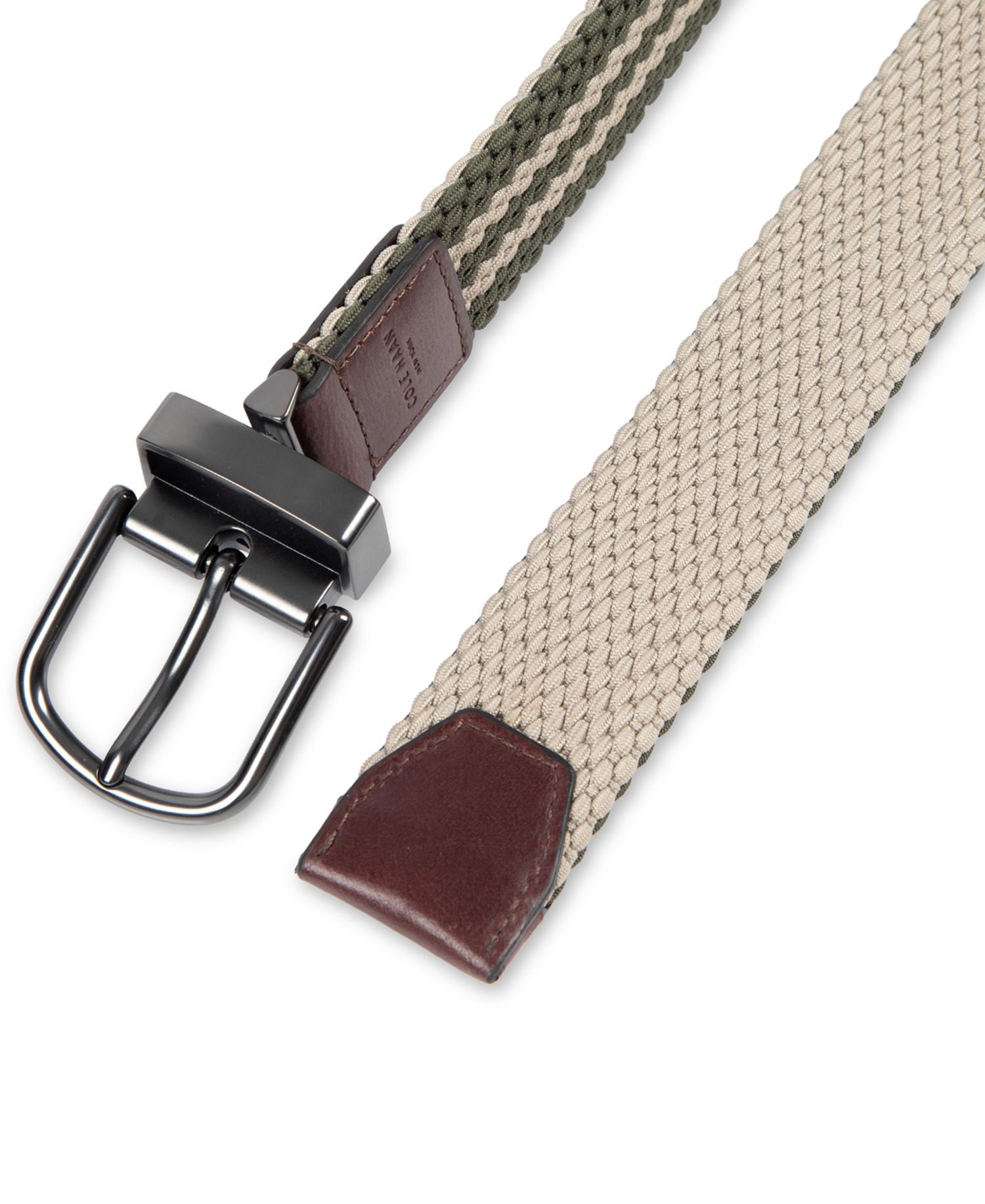 35MM Men's Two-In-One Reversible Striped Stretch Web Belt