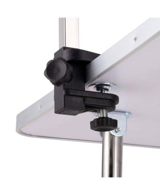 46" Silver-Gray Folding Pet Grooming Table with Stainless Steel Frame and Adjustable Arm