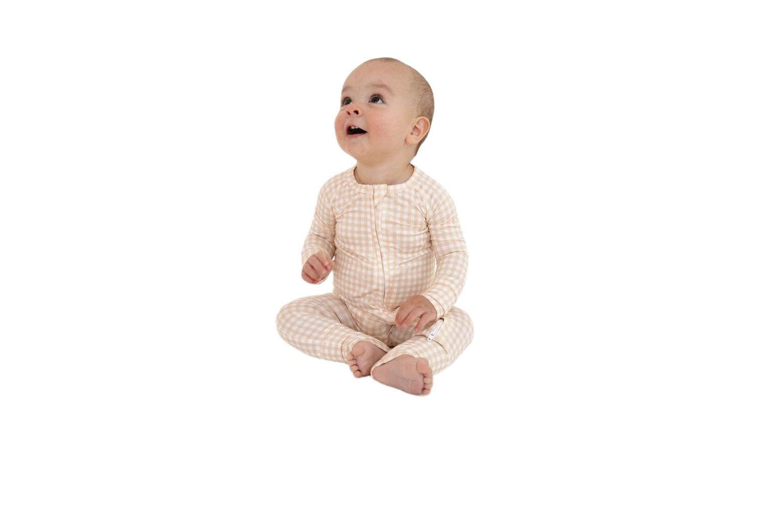 Baby Boys Sandstone Gingham Bamboo Sleeper