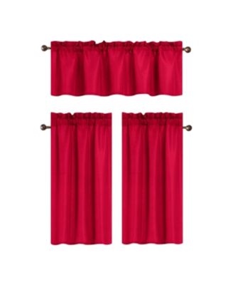 100% Polyester Gibson Solid 3 Piece Kitchen Curtains Valance and Tiers Set 54" x 18"