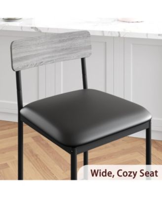 4 Bar Stools Set, 25.5" Leather Counter Stools with Back and Metal Legs, Kitchen Island Seating