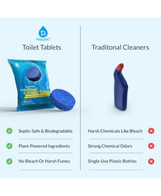 Automatic Toilet Bowl Cleaner Tablets Blue Gel Toilet Tank Cleaners, Septic-Safe Hard Water Ring Stain Remover, Smell Eliminator