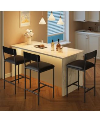 3-Piece Dining Table Set for 2, Counter Height Bar Table with Storage Shelves, Upholstered Chairs, Apartment