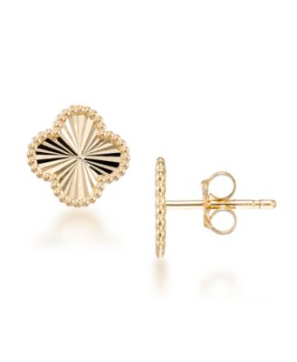 Textured Clover Stud Earrings in 10k Yellow Gold