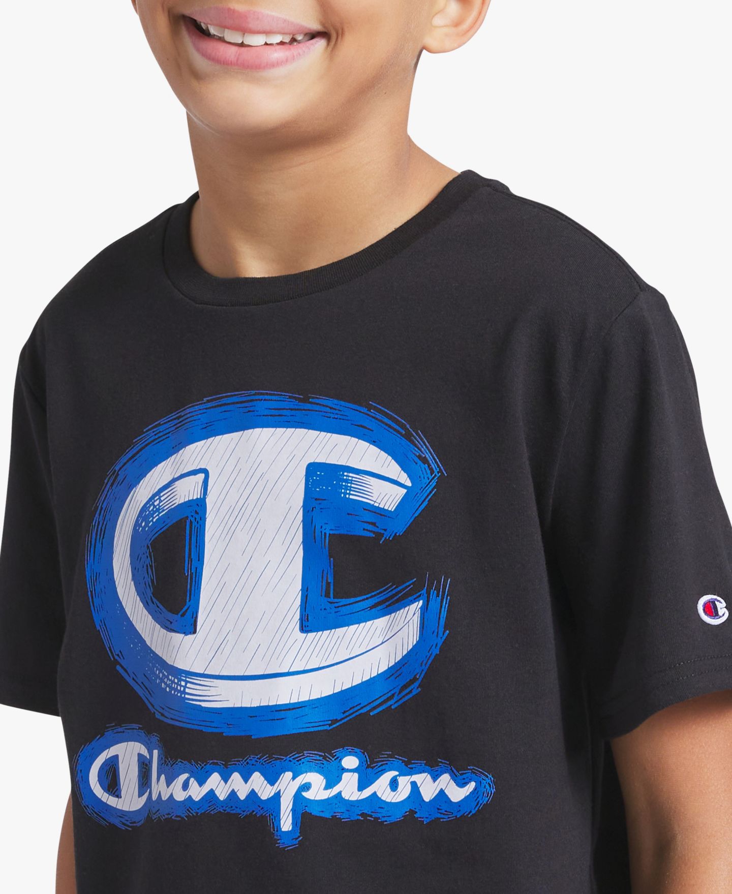 Футболка Champion Short-Sleeve Crewneck Graphic T-Shirt для мальчиков, цвет: Чёрный — фото 3