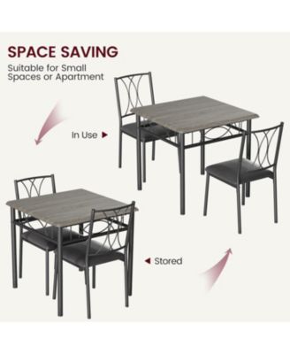 3-Piece Dining Table Set for 2, Kitchen Table with Upholstered Chairs, Space-Saving Square Table for Small Apartment