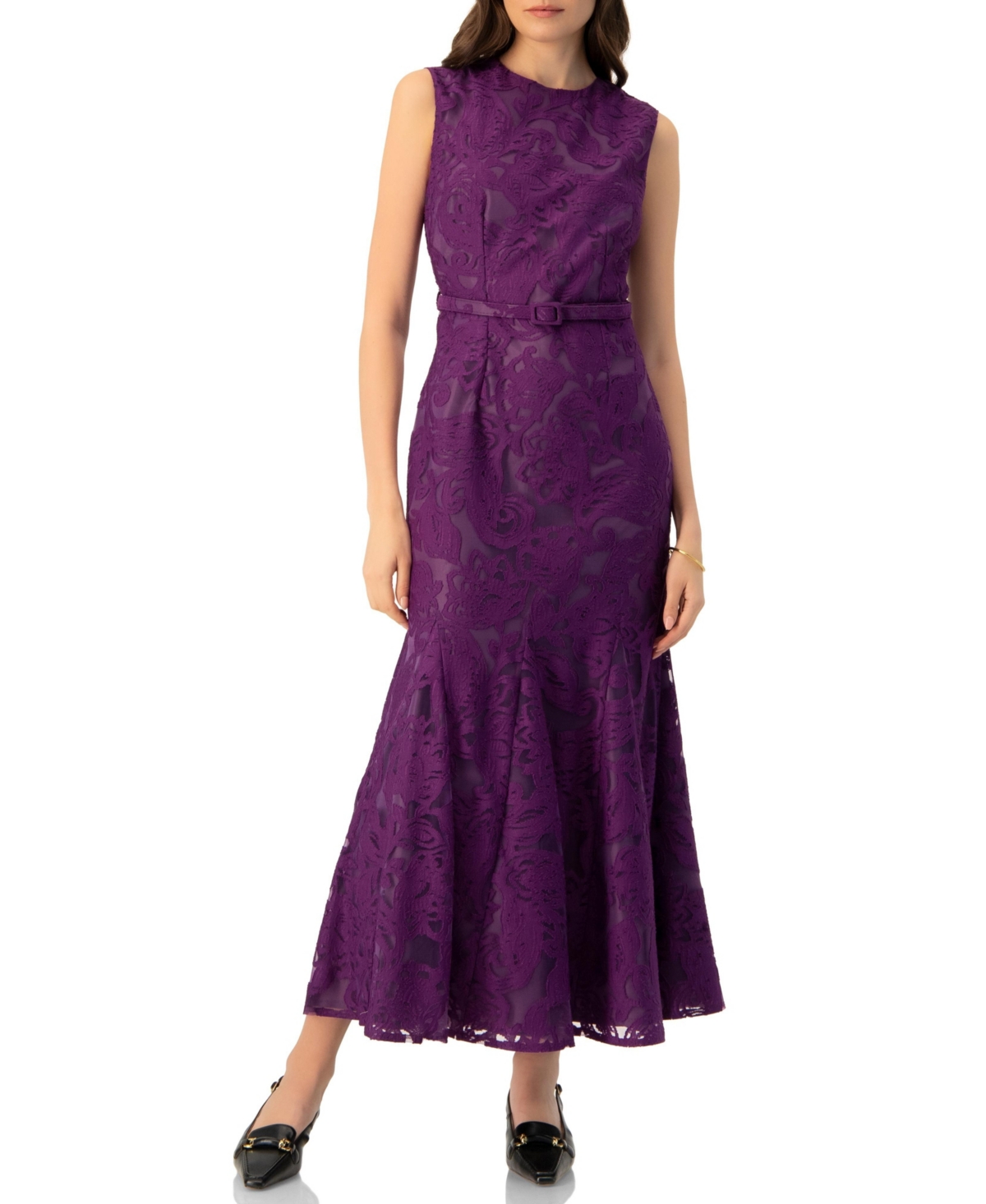 Ivonne Women's Sleeveless Lace Long Dress