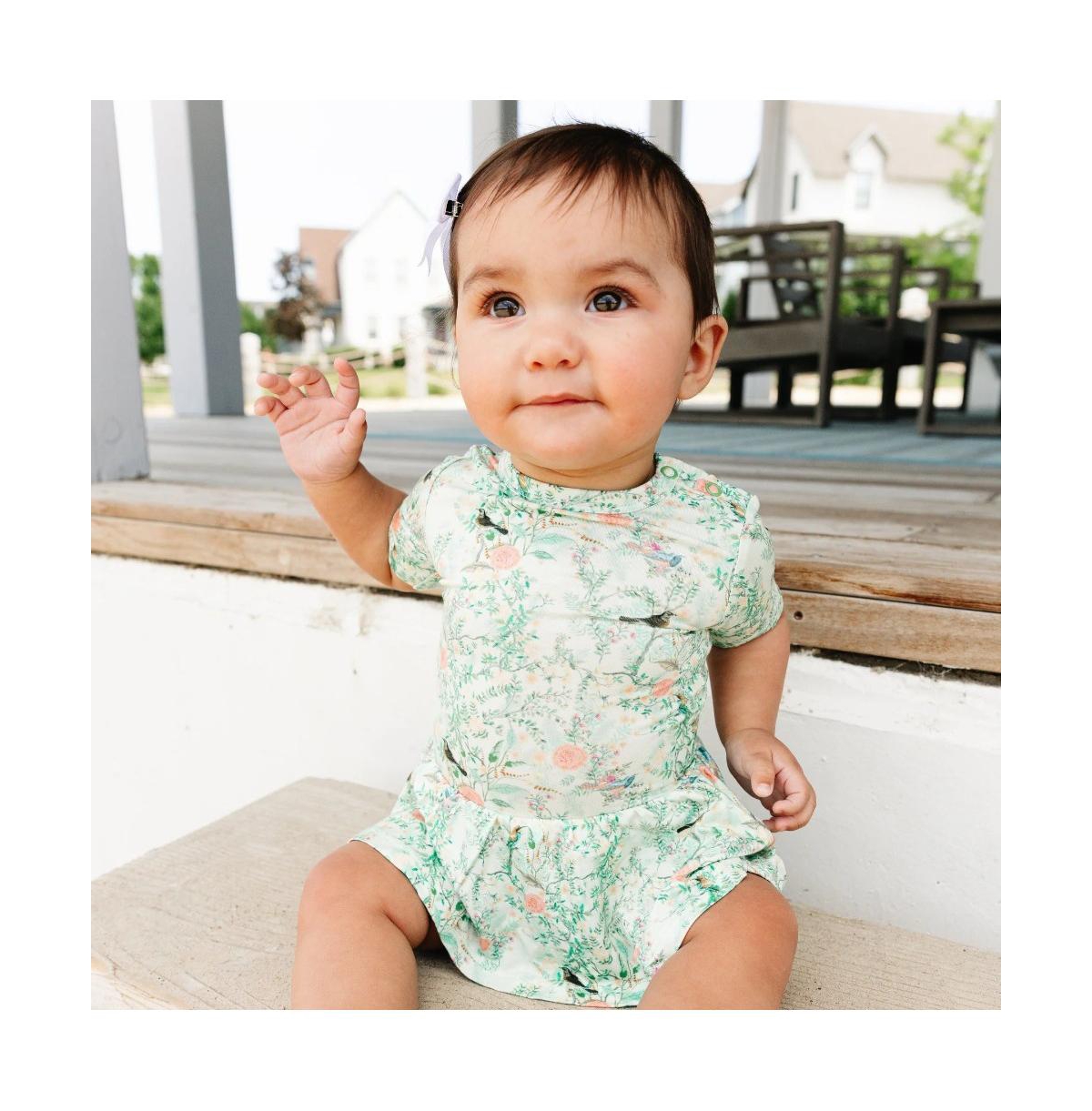 Motette Baby Girls Sage Blossom Bamboo Twirl Dress with Bodysuit