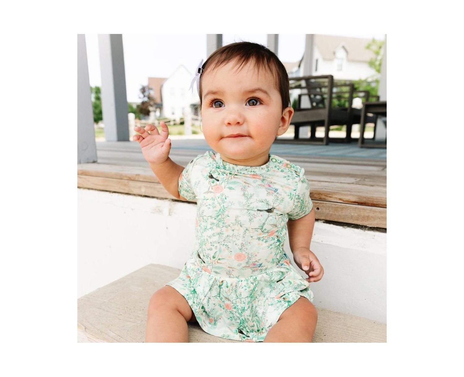 Baby Girls Sage Blossom Bamboo Twirl Dress with Bodysuit