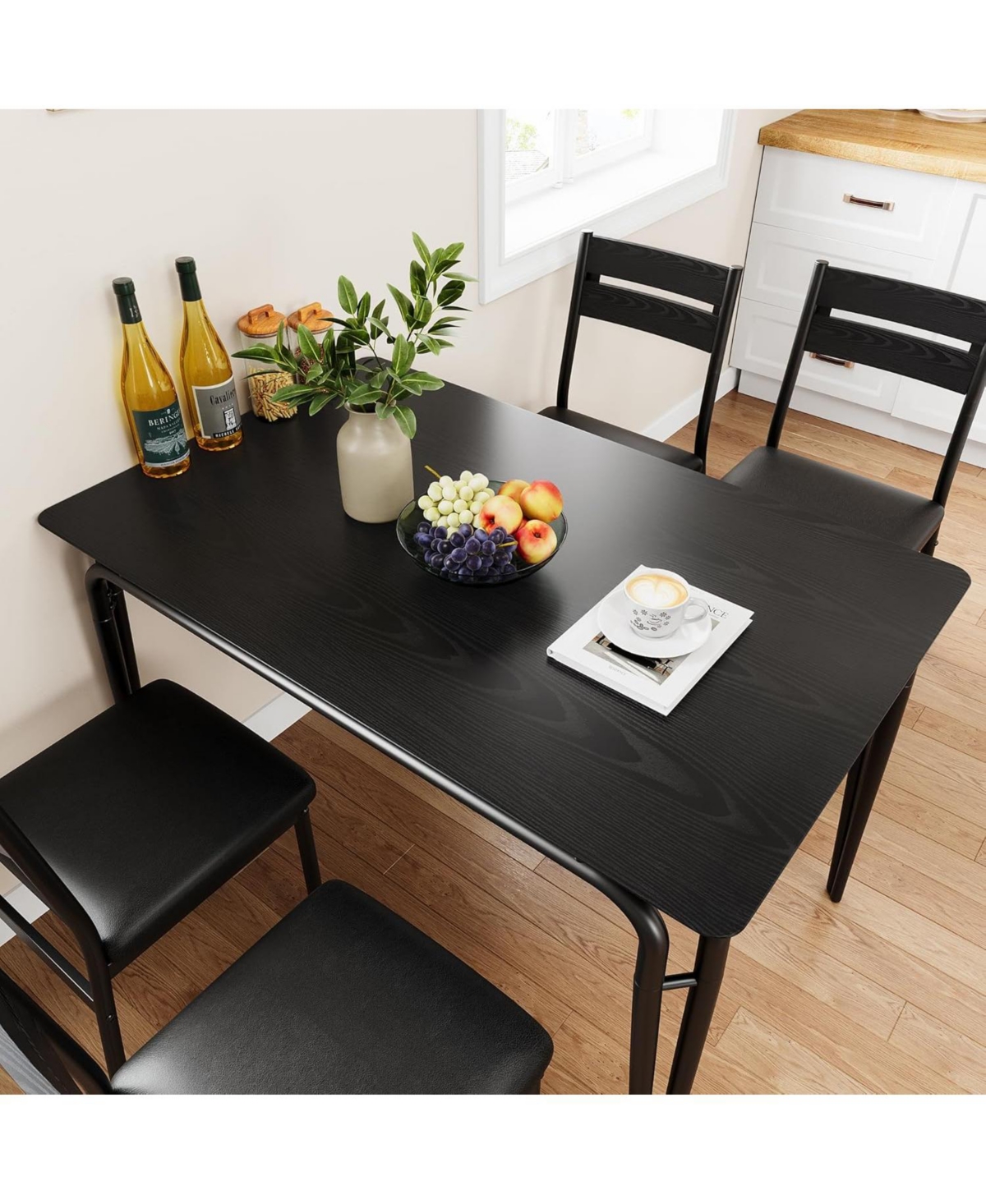 gaomon Kitchen Table and Chairs for 4, 5 Piece Dining Table Set for 4 Dining Room Table Set, Dinner Table Set for 4, Rectangular 4 Seater Dinette Set