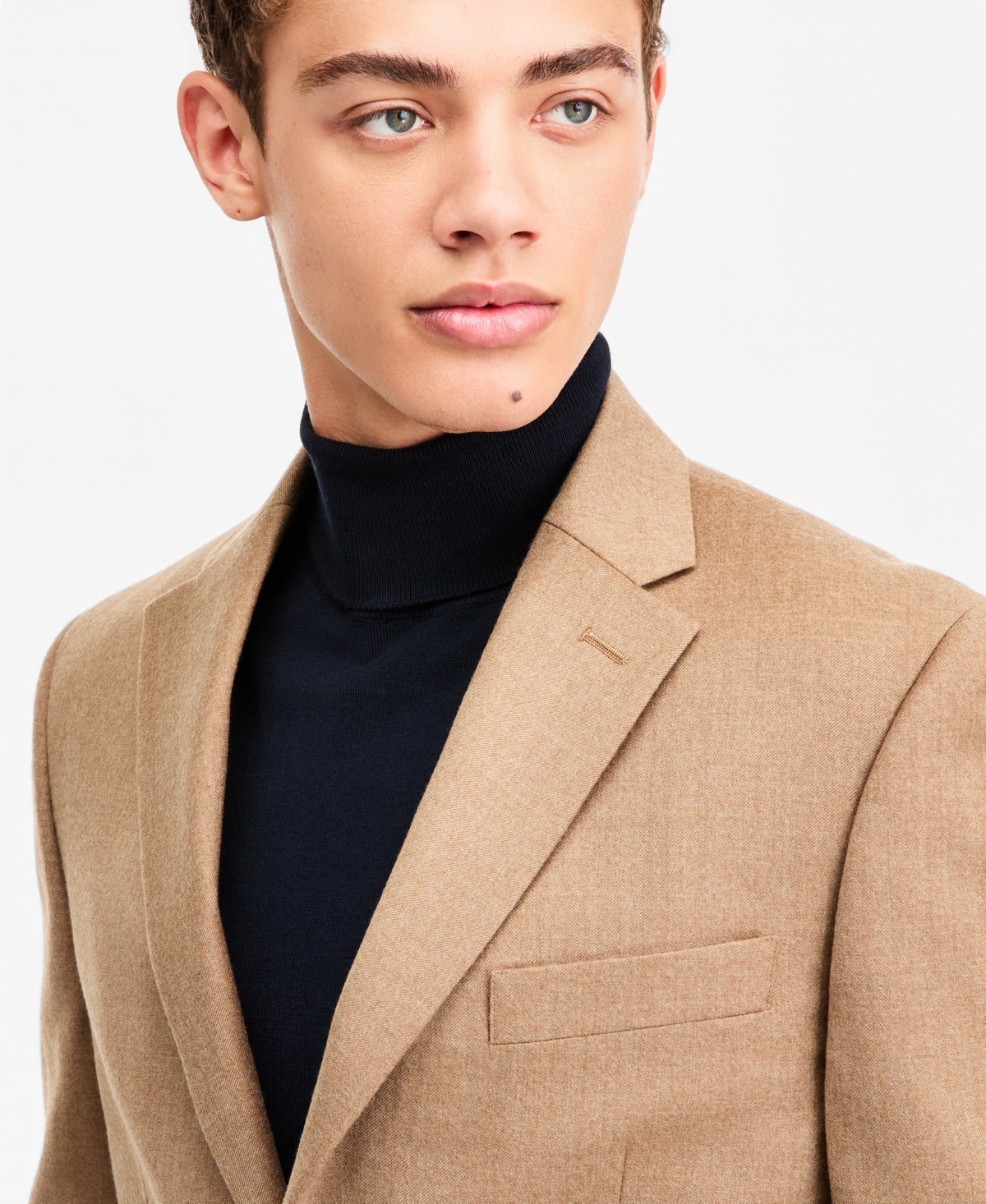 Tommy Hilfiger Men's Modern-Fit Wool Tan Flannel Suit Separate Jacket