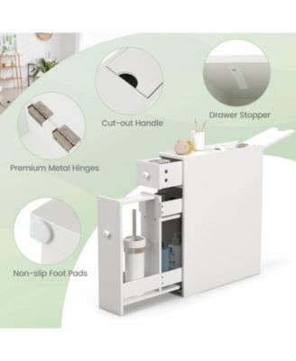 Bathroom Floor Cabinet Toilet Narrow Storage Organizer with Flip Top