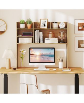 Desktop Storage Hutch Bookshelf with Multiple Open Shelves