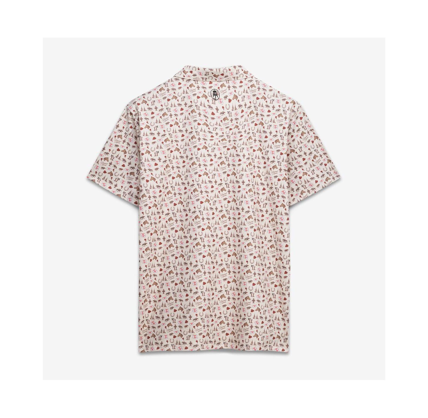 Men's Cream Kentucky Derby Roses Printed Polo Shirt