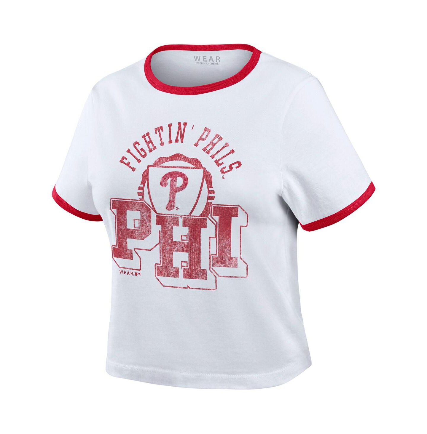 Женская футболка WEAR by Erin Andrews White Philadelphia Phillies Ringer Baby T-Shirt — фото 3
