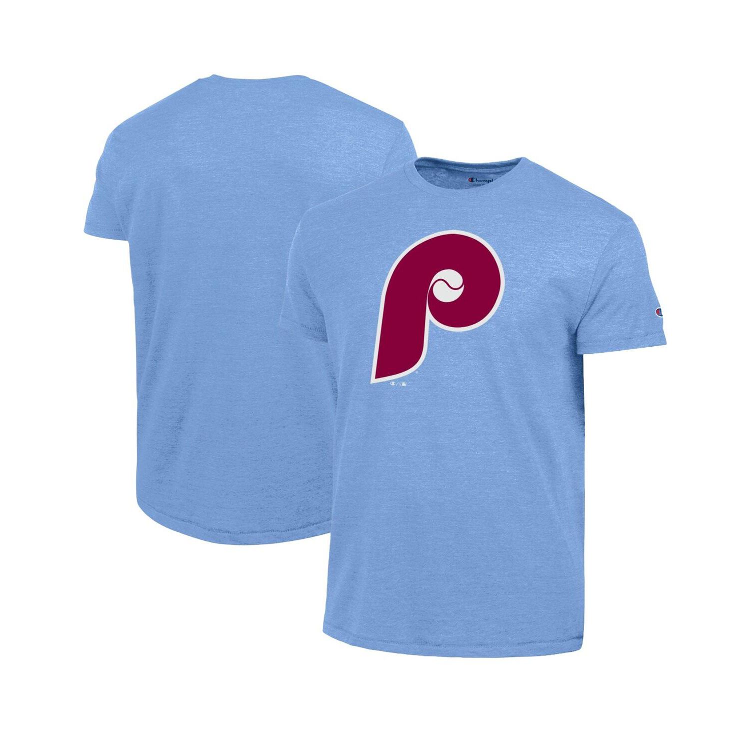Men's Light Blue Philadelphia Phillies Cooperstown Logo Tri-Blend T-Shirt