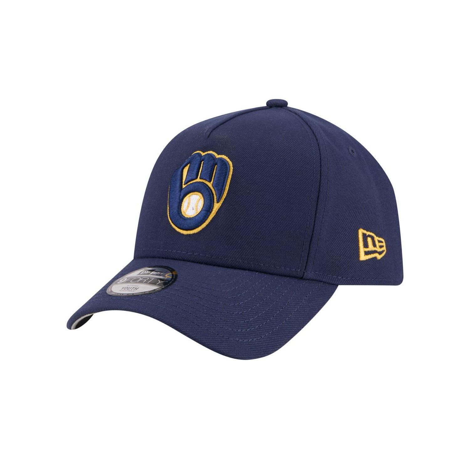 Big Boys and Girls Navy Milwaukee Brewers 9FORTY A-Frame Adjustable Hat