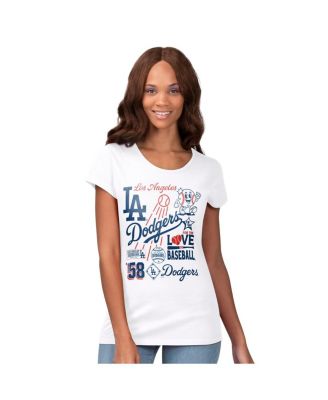 Women's White Los Angeles Dodgers Endzone Collage T-Shirt