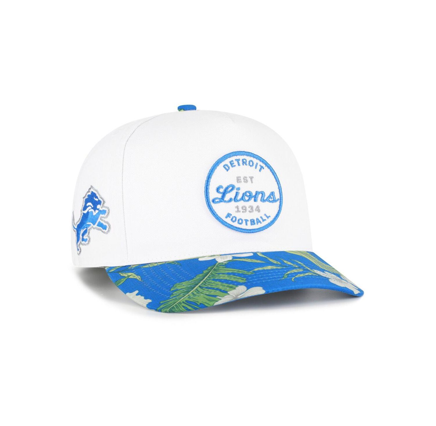 Men's White/Blue Detroit Lions Beach Side Hitch Adjustable Hat