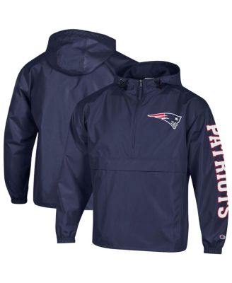 Men's Navy New England Patriots Packable Windbreaker Half-Zip Jacket