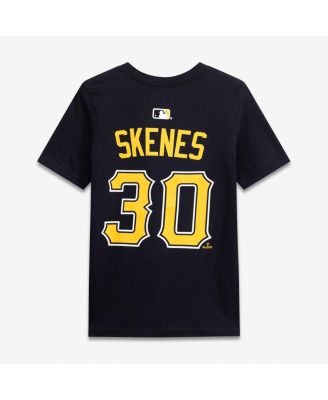 Big Boys and Girls Paul Skenes Black Pittsburgh Pirates Name & Number T-Shirt