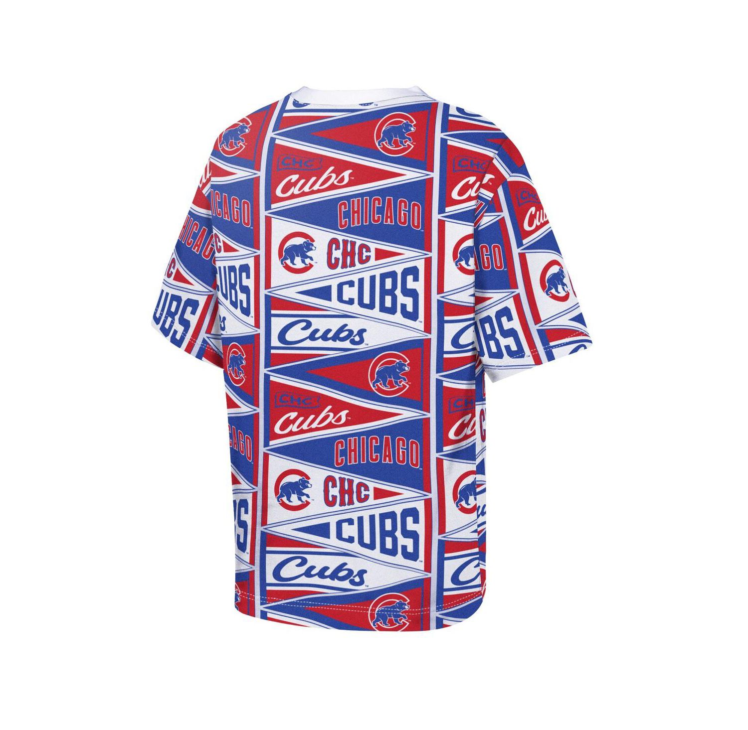 Big Boys and Girls Red Chicago Cubs All-Over Pennant T-Shirt