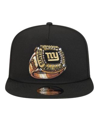 Men's Black New York Giants Super Bowl Ring 9FIFTY A-Frame Adjustable Hat