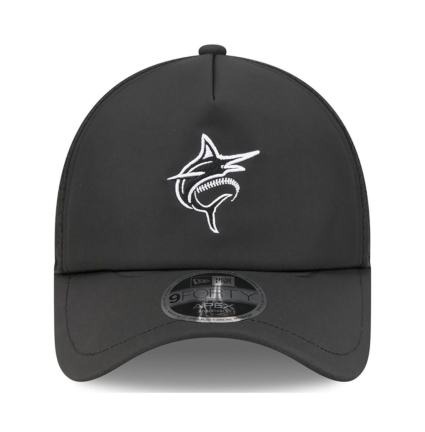 Мужская кепка New Era Black Miami Marlins 2026 Batting Practice Alternate Apex 9FORTY Adjustable Hat — фото 4